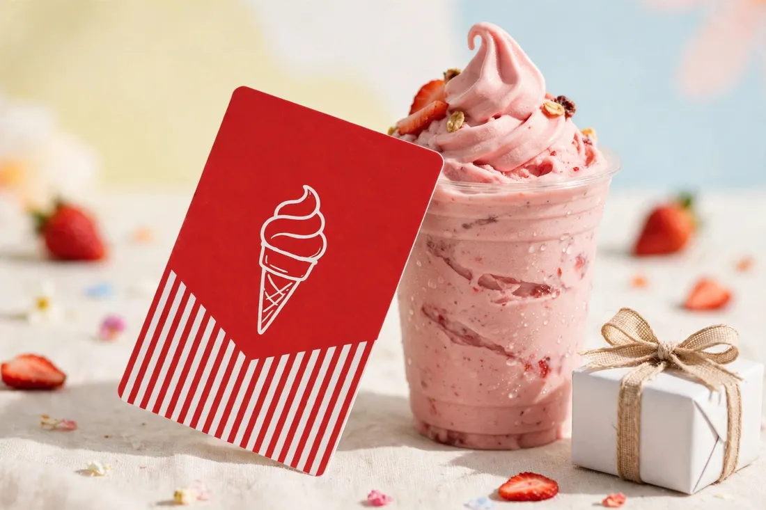 Dairy Queen style gift card with a treat