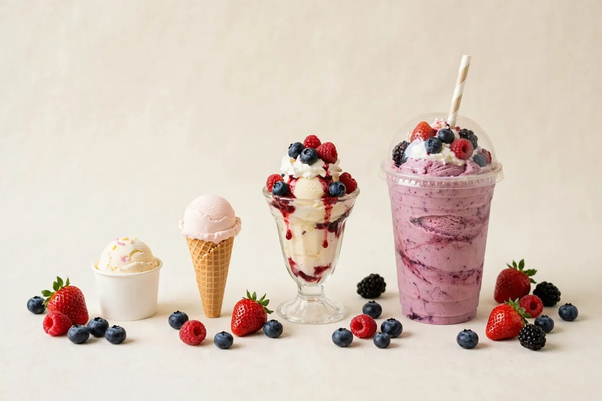 Dairy Queen treats in a row from small to large